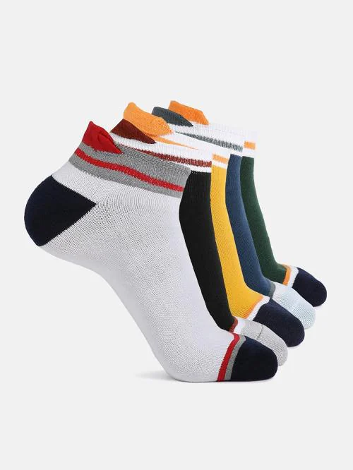 Kolor Fusion Men & Women Assorted Ankle Length Cotton Socks (Pack Of 5)