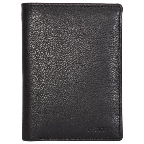 Sassora Genuine Leather Black RFID Protected Large Bi-Fold Notecase(Black)