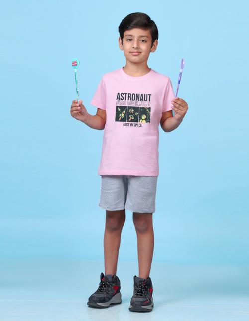 Nusyl Text Printed Light Pink Colour T-shirts