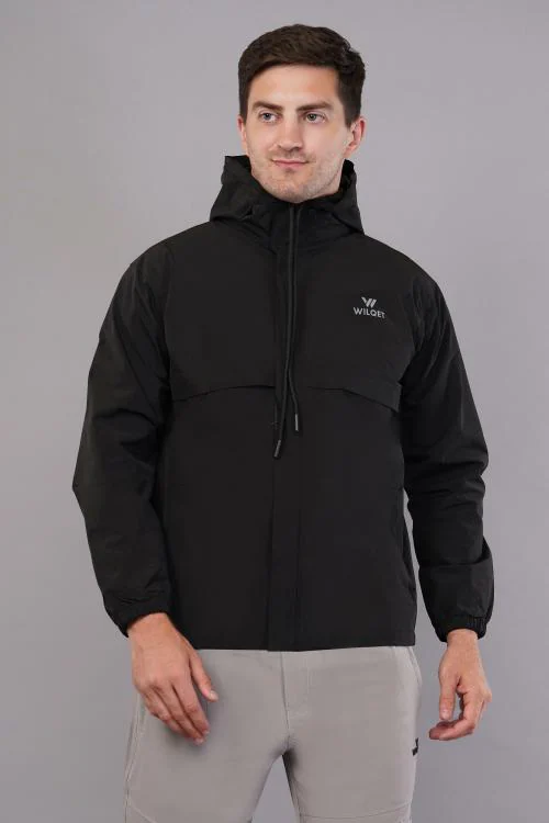 WILQET MEN'S RUNNING WATERPROOF JACKET WITH HOODIES AND FULL ZIP