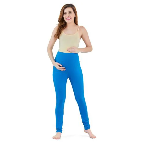 Lovely Mom's Cotton Stretchable Maternity Leggings for Women's Pregnancy|Over The Belly, Stretchable Maternity Pants for Pre & Post Pregnancy|Royal Blue - L