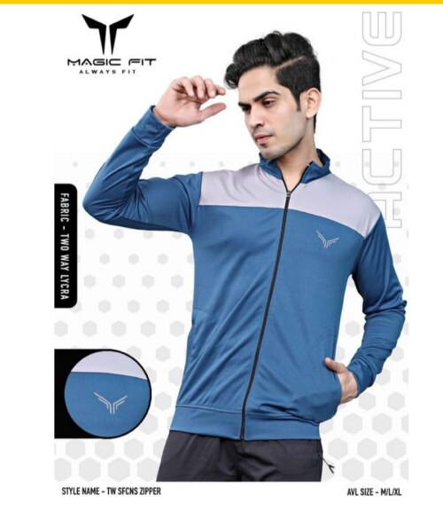 Mitansh Fashion House Men's Winter Wear Two Way Lycra Zipper | Size-XL|Colour-Blue|