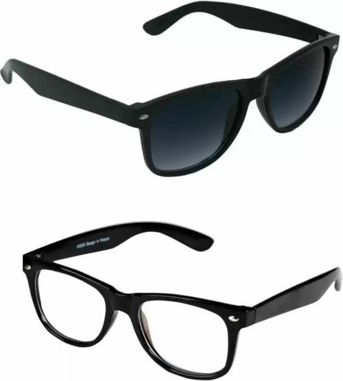 Buy Cruze UV Protection Wayfarer Full Frame Black and Clear Sunglasses (Men and Women) Medium