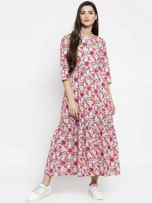Indibelle Pink Womens Pure Cotton Maxi Dress (5Xl)