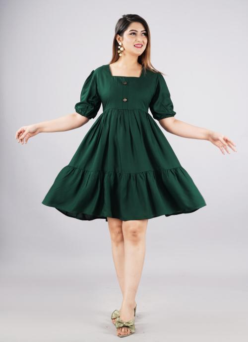 Manojava Women Dark Green Solid Viscose Rayon Bodycon Dress