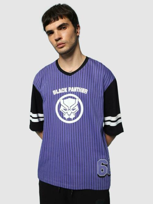 Official Marvel Merchandise Bewakoof Men's Graphic Blue Short Sleeves Round Neck Loose Fit T-shirt