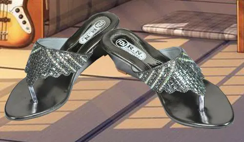 R.N FOOTWEAR Stylish Footwear Sandal For Women - Soft & Comfortable Women Flip Flop Slipper | Ethnic Sandals | Sandal For Girls | Indian Sandals | Flats For Womens | Fancy Sandals (Grey) (UK 4)