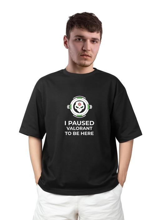 Lups Men And Women I Pause Valorant Digital Printed Cotton Oversize T-Shirt (Xl)
