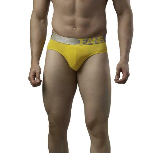 Underjeans by Spykar Yellow Cotton Brief For Mens