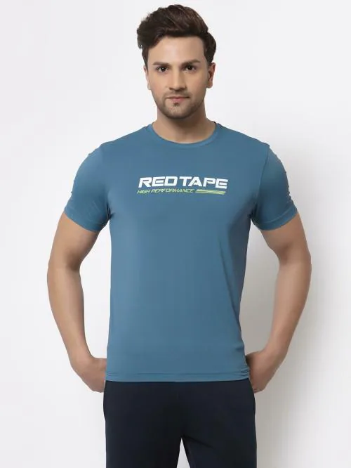 Red Tape Men 88% NYLON, 12% ELASTANE, DOTTED JERSEY Graphic Print Round Casual T-shirt