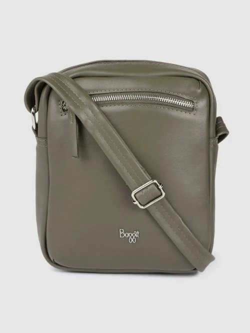 Baggit Olive Polyurethane (PU) Sling Bag For Men