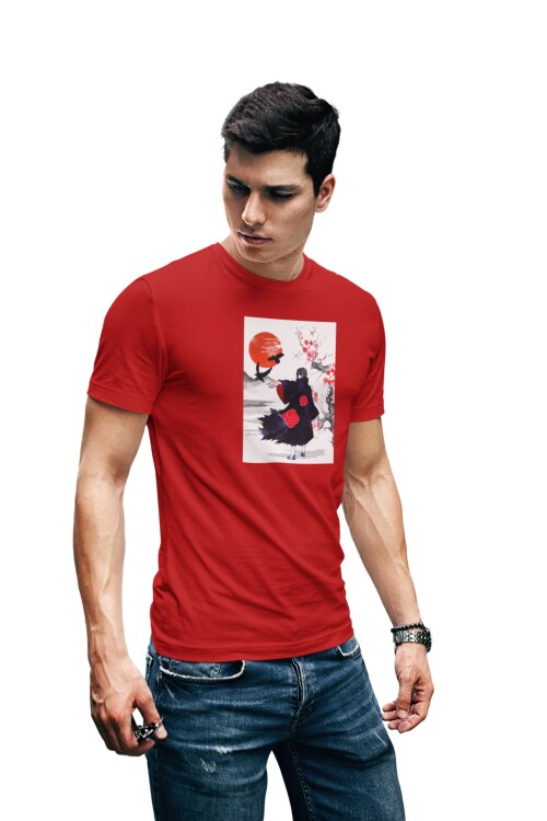 Red - Large Itachi Paint Naruto T shirt For Men TeesTheDay