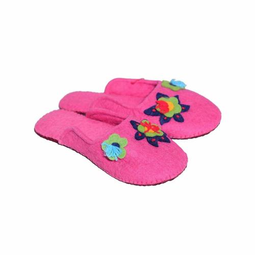 NAMDA CRAFTS Women's Wool Felt Slippers Felted Slippers Handmande Felted Wool Slippers Pink 10 UK