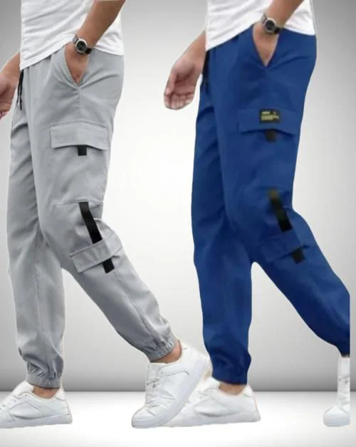 Pack Of 2 || Blue and Grey Track Pants For Men || Latest Collection in Men's Track || Stylish Jogger Style Pant For Boys || Combo Offer