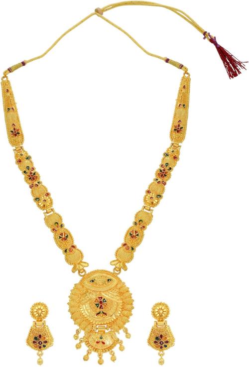 ADMIER Traditional Gold Plated floral design Hand Meena Mangalsutra
