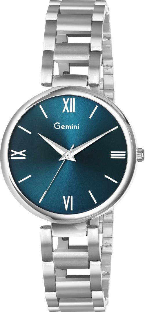 Gemini Analog Blue Dial Silver Strap Watch For Women