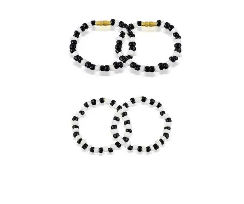 Morir 4 Pieces Black and White Crystal Beads Nazar Kada Bangles Bangle Set Nazariya for New Born Babies Baby Boys and Baby Girls Kids Child Jewelry (0-9 Months)