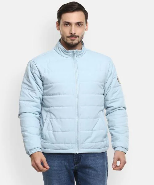 Red Chief Sky Blue Full Sleeve Solid Regular Fit Polyester Casual Jacket for Men (8310138 060_XXL)