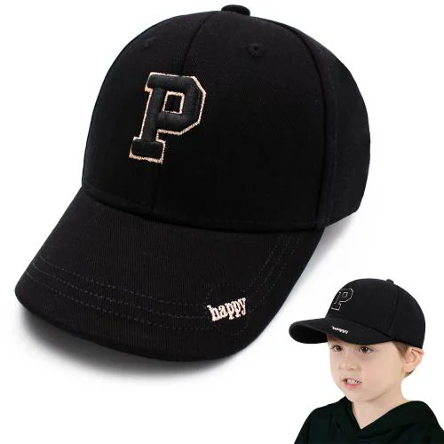 VRITRAZ Plain Classic Little Sports Cap for Active Kids, Baby Girls and Boys 3-12 Years (Black P)