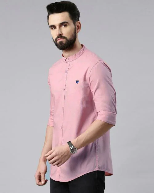 FUBAR Men Dusty Pink Washed Cotton Blend Shirt, XL