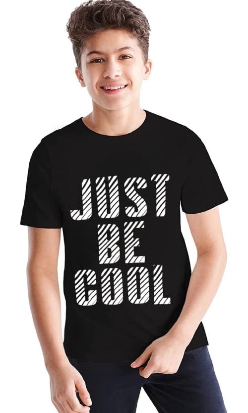 LITTLE DUGGIES T-shirt Collarless Regular Fit Cotton Round Neck Regular and Casual Wear Half-Sleeves Tshirts just be cool Printed shirt for boy.