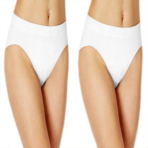Glus Women Cotton High Waist Broad Waist Band White Colour Panties, Pack of 2 ,Colour-White