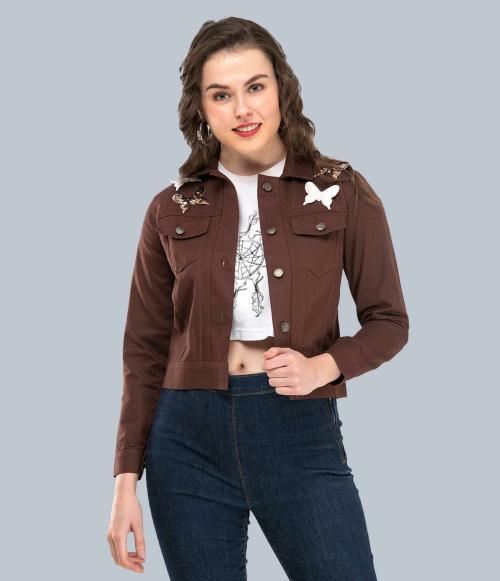 Montrez Women Brown Solid Cotton Lycra Blend Single Jacket