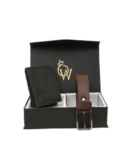 WO WITH THE MARK OF STAR Wallet & Belt Combo (Black)