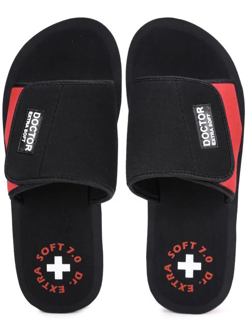 DOCTOR EXTRA SOFT Black House Normal Slides for Men's Ortho Care Orthopaedic and Diabetic Slippers Mcr Comfortable Super Fit Doctor Daily Use Dr Flip-Flop Stylish Sliders for Boy's and Gent's OR-D-51