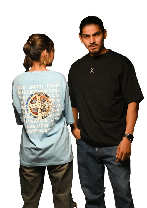 JOYKART Oversized Back Printed Half Sleeves Drop Shoulder Fit Combo CoupleT-Shirt for Men & Women