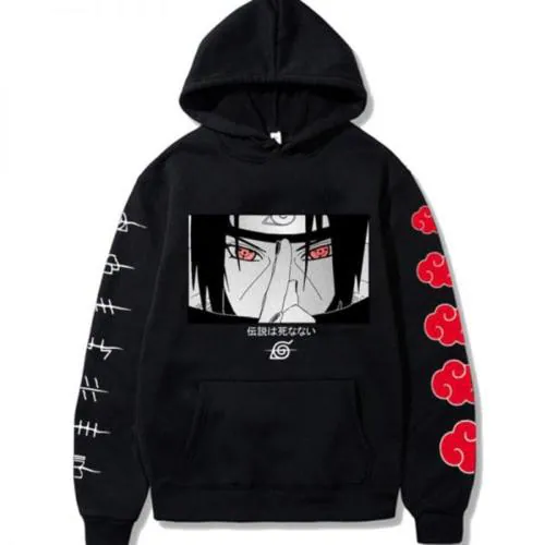 SHREE CHITRANSH CREATIONS Graphic Itachi Uchiha Anime Printed Hoodie Winter Wear for Kids, Boys and Girls (10-11 Yrs, Black)
