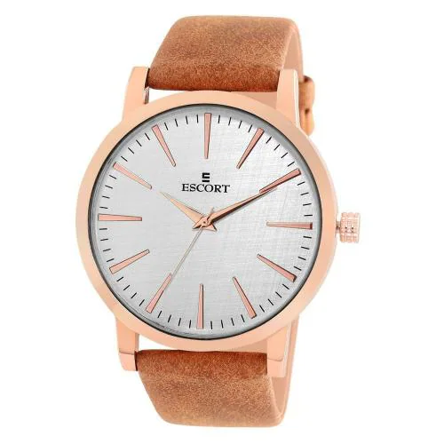 Escort Analog White Dial With Brown Strap Watch For Women (E 1600 -7241 RGL.2)