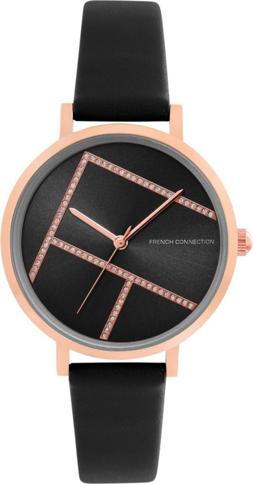 French Connection Analog Black Dial Black Strap Watch For Women