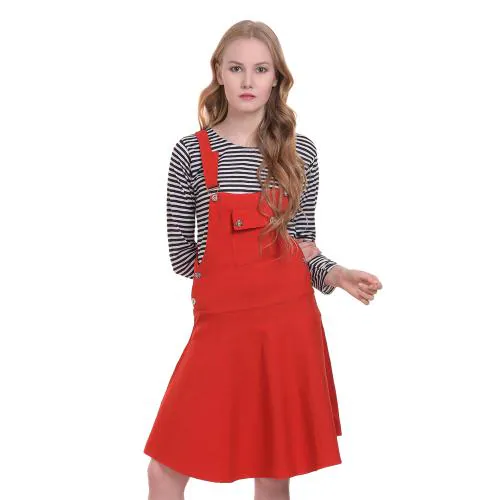 BuyNewTrend Cotton Lycra Royal Blue Dungaree Skirt with Top For Women | dress for women | women dress | dress | dresses | dress for women | women dress | dress | dresses