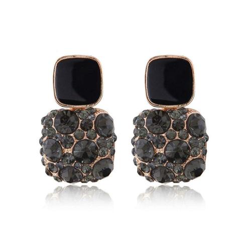 Young & Forever Gold Plated Stud Earrings Black For Women