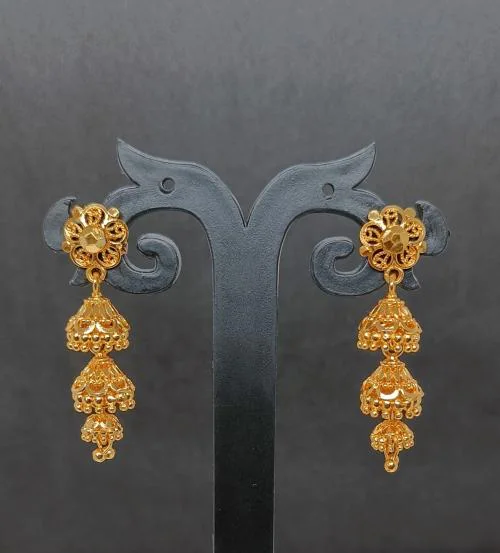 MANVEER ENTERPRISE 1 Gram Gold Earrings German Silver Tops Top Earring Jhumki Jhumkas Jumka Studs