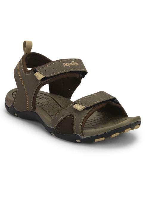 Aqualite Mens Brown, Beige Sports Sandals