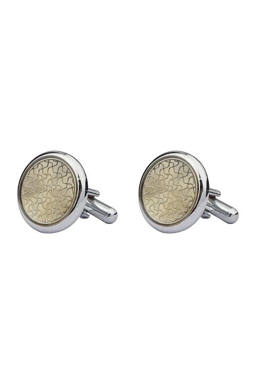 Buy The Tie Hub Beige and Silver Bdf Cufflink (Men) Online at Best