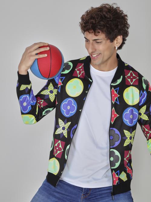 CRASTIC Men's Full Sleeve Printed Casual Non-Winter Black Jackets