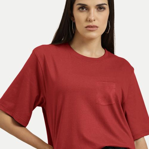 Rad Prix Women Rust Solid Crew Neck T- Shirts