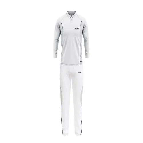 Premium Cricket White Full -Sleeve Polo t-Shirt/Jersey with Trouser for Men/Women
