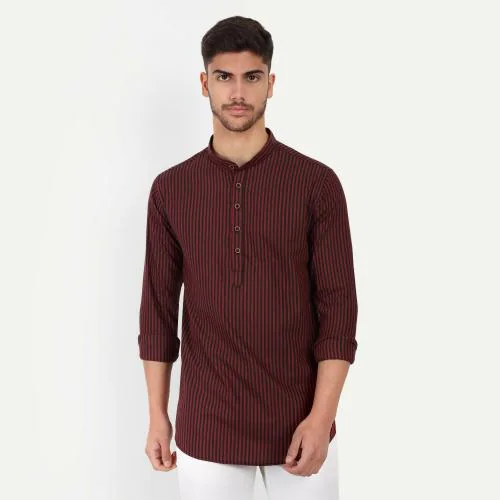 FILOSE Mens Wear Pure Cotton Maroon Color Short Kurta