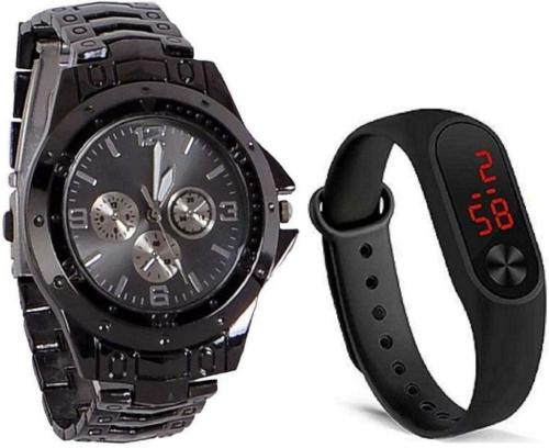 EDENSCOPE Analog Digital Black Dial Black Strap Watch For Boys And Men (RY/426)