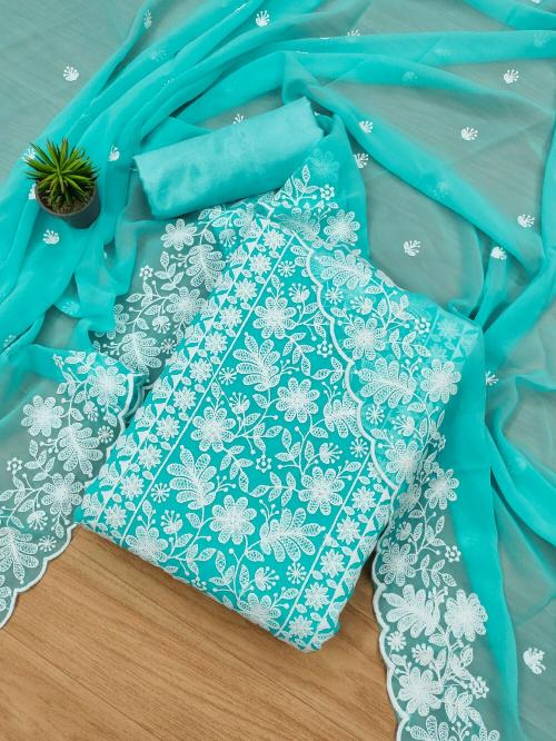 Panzora Elegance in Georgette and Cotton Women's Dress Material Set