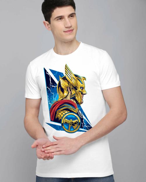 Young Men Thor Love & Thunder Printed White Tshirt