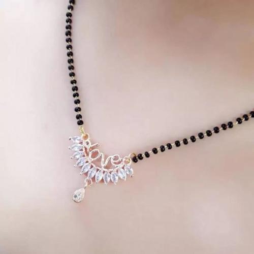 ULIXA CREATION Gold Toned American Diamond Mangalsutra Set For Women & Girl Alloy Tanmaniya