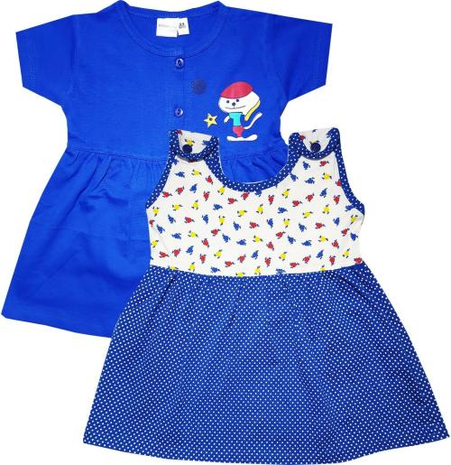 KIDEEZGUILD Baby Girls Multicolor Printed Pure Cotton Dresses