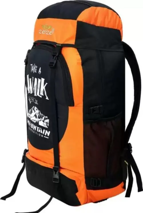 ZOZO BAGS Black and Orange Polyester Travel Rucksack - 60 L