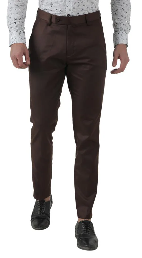 INSPIRE Men Brown Solid Viscose Rayon Formal Trouser - 32
