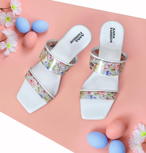 AANA FASHION casual women and girls heel sandal fancy heeled sandal for college(White-38)